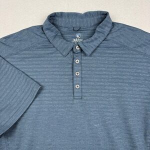 KUHL Polo Shirt Mens XL Blue Stripe Performance Hiking Stretch Outdoor